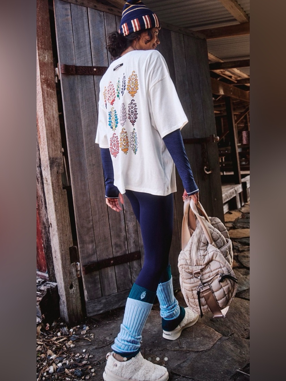 NEW Free People Movement M Tackle Logo Tee Shirt in Urban Buti White NWOT - Picture 3 of 9